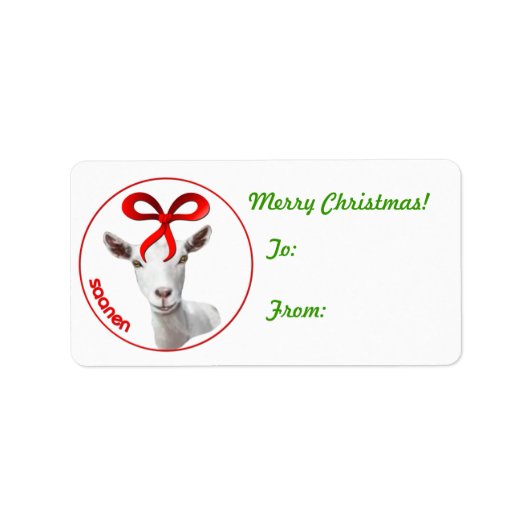 Saanen Goat kerstcadeau Label Sticker (Voorkant)