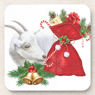 Saanen Goat met vakantiegeest Bier Onderzetter