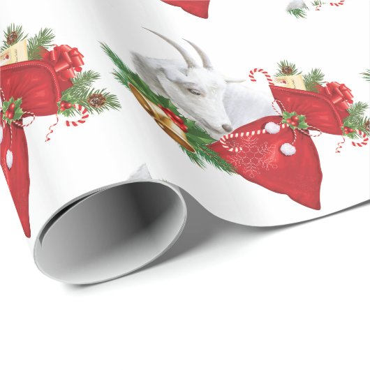 Saanen Goat met vakantiegeest Cadeaupapier (Rol Hoek)