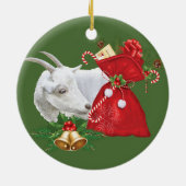 Saanen Goat met vakantiegeest Keramisch Ornament (Achterkant)