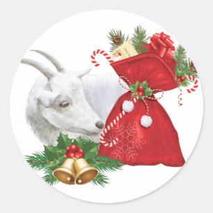 Saanen Goat met vakantiegeest Ronde Sticker