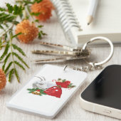 Saanen Goat met vakantiegeest Sleutelhanger (Voorkant Rechts)