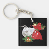 Saanen Goat met vakantiegeest Sleutelhanger (Voorkant)