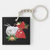Saanen Goat met vakantiegeest Sleutelhanger (Achterkant)