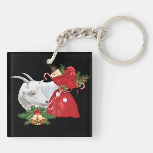 Saanen Goat met vakantiegeest Sleutelhanger (Achterkant)