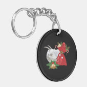 Saanen Goat met vakantiegeest Sleutelhanger (Voorkant Links)