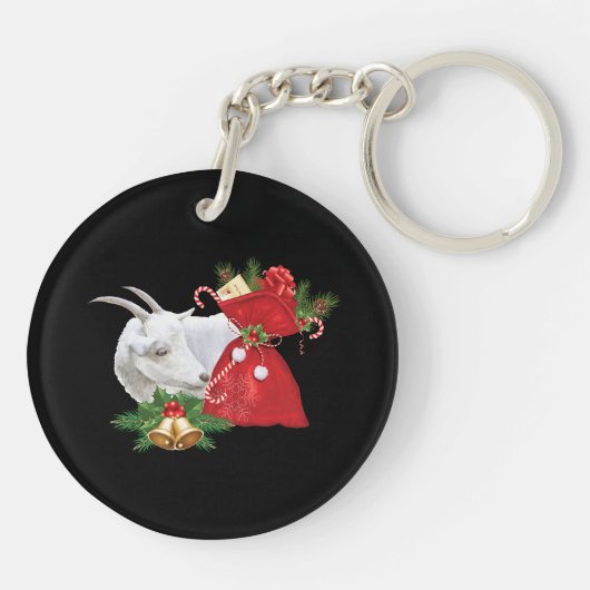 Saanen Goat met vakantiegeest Sleutelhanger (Achterkant)