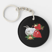 Saanen Goat met vakantiegeest Sleutelhanger (Voorkant)