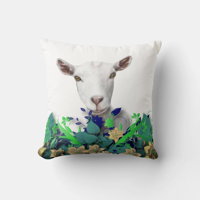 Saanen Goat Painting Herd Name Goat Pillow Kussen (Voorkant)
