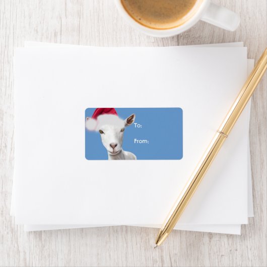 Saanen Goat Santa Goat Label met kerstcadeaus (Insitu)