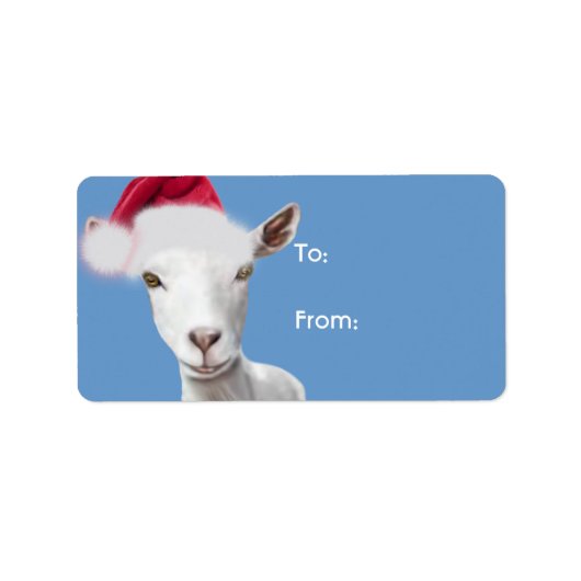 Saanen Goat Santa Goat Label met kerstcadeaus (Voorkant)