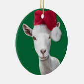 Saanen Goat Santa Hat-kerstversiering Keramisch Ornament (Rechts)