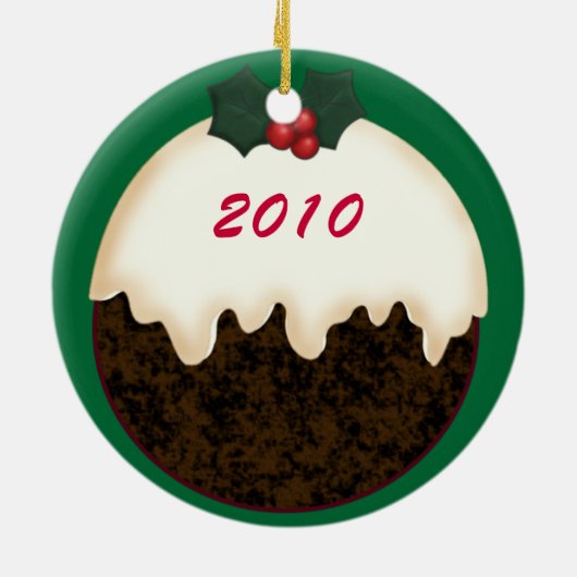 Saanen Goat Santa Hat-kerstversiering Keramisch Ornament (Achterkant)