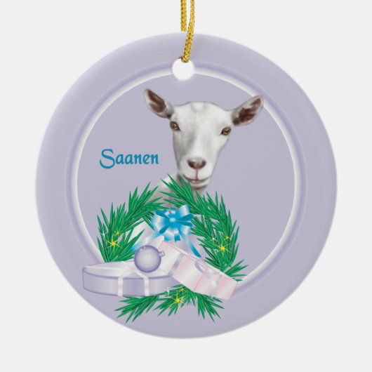 Saanen Goat Wreath Holiday Ornament (Voorkant)