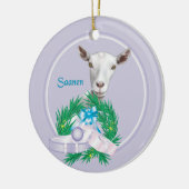 Saanen Goat Wreath Holiday Ornament (Links)