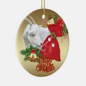 Saanen kerstgeit met feestelijke geest keramisch ornament (Rechts)