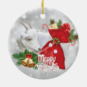 Saanen kerstgeit met feestelijke geest keramisch ornament (Achterkant)