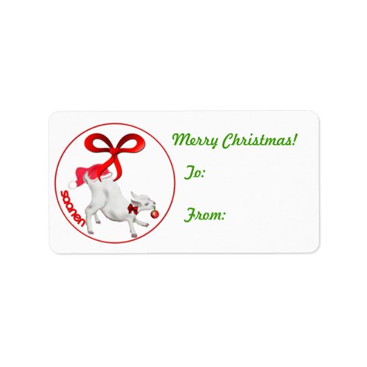 Saanen Kind Goat met kerstcadeau Label Sticker (Voorkant)