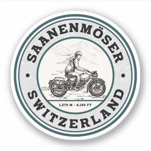 Saanenmöser Pass Zwitsers-Alpen motortour Sticker (Voorkant)