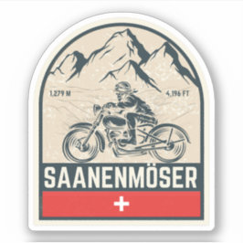 Saanenmöser Pass Zwitsers-Alpen motortour Sticker
