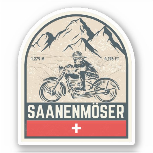 Saanenmöser Pass Zwitsers-Alpen motortour Sticker (Voorkant)