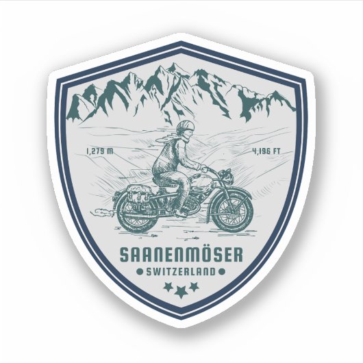 Saanenmöser Pass Zwitsers-Alpen motortour Sticker (Voorkant)