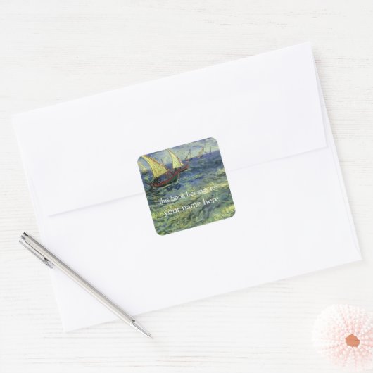 Saap in saintes-Maries; Van Gogh Bookplate Vierkante Sticker (Envelop)