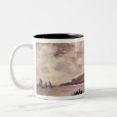 Saap met pony's op het strand tweekleurige koffiemok (Links)