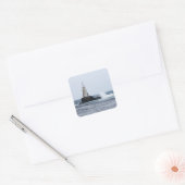 Saap met vuurtoren vierkante sticker (Envelop)