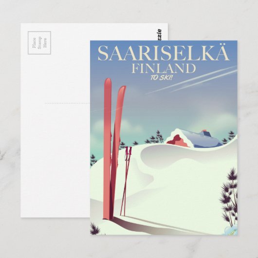 Saariselkä Finland ski-poster Briefkaart (Voorkant / Achterkant)