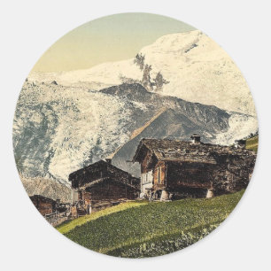Saas Fee, alpine uitzicht, Valais, Alpen van Zwits Ronde Sticker