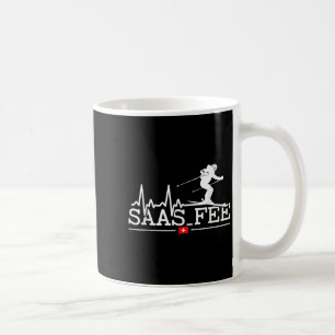 Saas-fee Hartslag Skigebied Zwitserse Alpen Skien Koffiemok