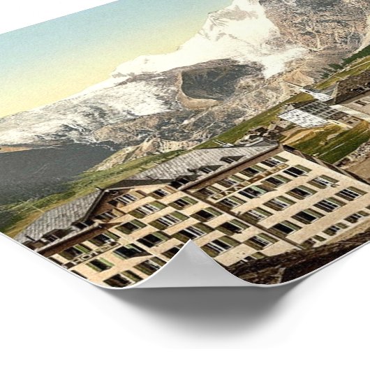 Saas Fee, hotels, Valais, Alpen, Zwitserland Poster (Hoek)