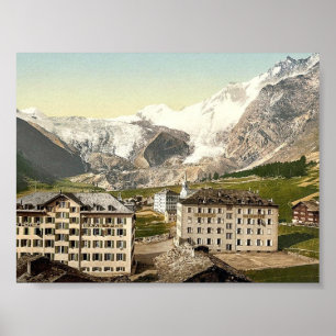 Saas Fee, hotels, Valais, Alpen, Zwitserland Poster