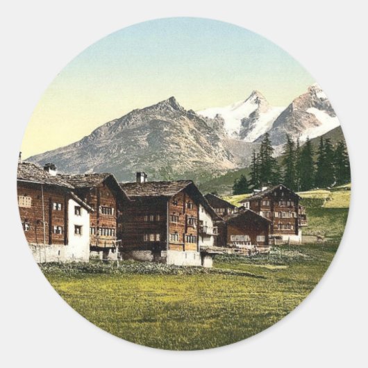 Saas Fee, Sennhutten, Wallis, Alpen, Zwitserland Ronde Sticker (Voorkant)