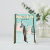 Saas Fee Ski-reisposterprint Briefkaart (Staand voorkant)