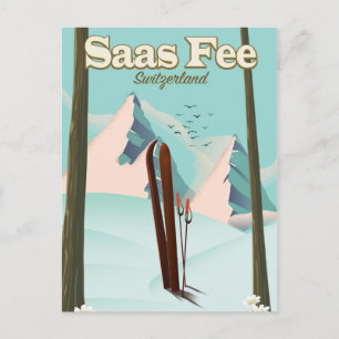 Saas Fee Ski-reisposterprint Briefkaart