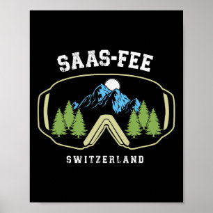 Saas-fee Skibril Resort Zwitserse Alpen Skiën Zwit Poster