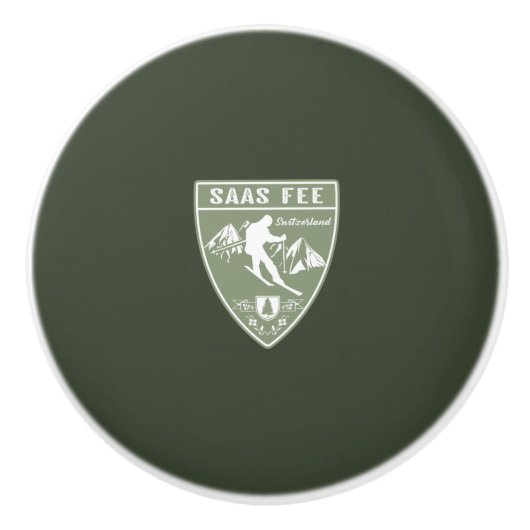 Saas Fee Zwitserland Keramische Knop (Voorkant)