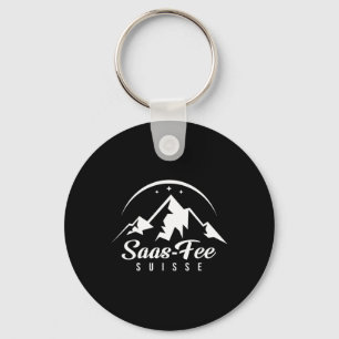 Saas-fee Zwitserland Ski Resort Skiën Snowboarden Sleutelhanger