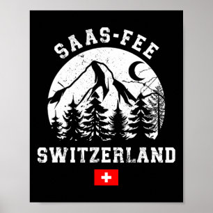 Saas-fee Zwitserland Skigebied Alpen Alpineskiën Poster