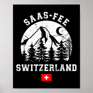 Saas-fee Zwitserland Skigebied Alpen Alpineskiën Poster