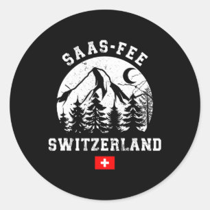 Saas-fee Zwitserland Skigebied Alpen Alpineskiën Ronde Sticker