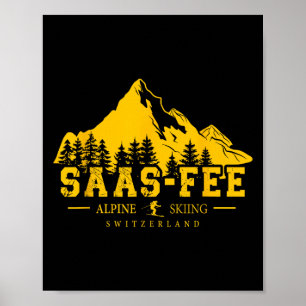 Saas-fee Zwitserland Skigebied Alpineskiën Zwitser Poster