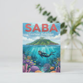 Saba Caribisch Nederland Briefkaart (Staand voorkant)