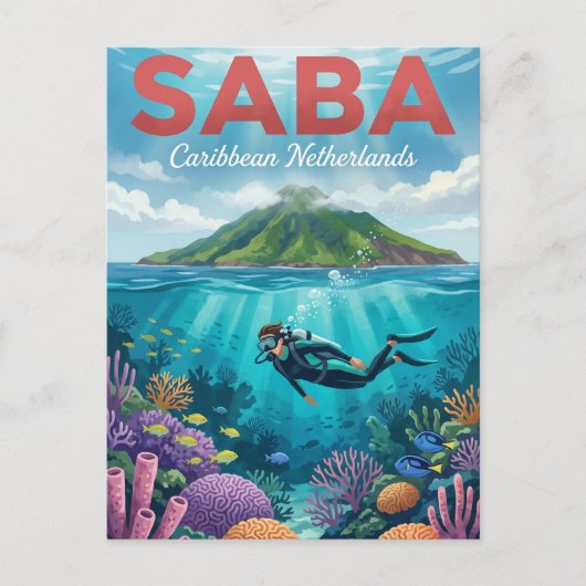 Saba Caribisch Nederland Briefkaart (Voorkant)