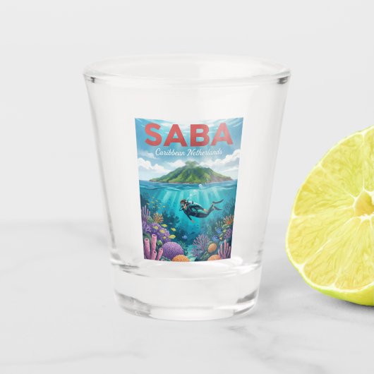 Saba Caribisch Nederland Shot Glas (Voorkant)