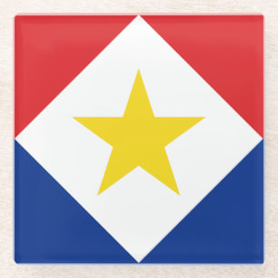 Saba Flag Glazen Onderzetter