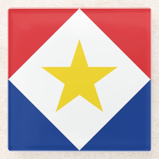 Saba Flag Glazen Onderzetter (Voorkant)