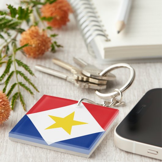 Saba Flag Sleutelhanger (Voorkant Rechts)